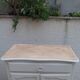 Small vintage buffet reimagined in pearl grey, wooden top.