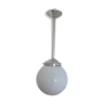 Ball white opaline art deco hanging lamp 30/40 years