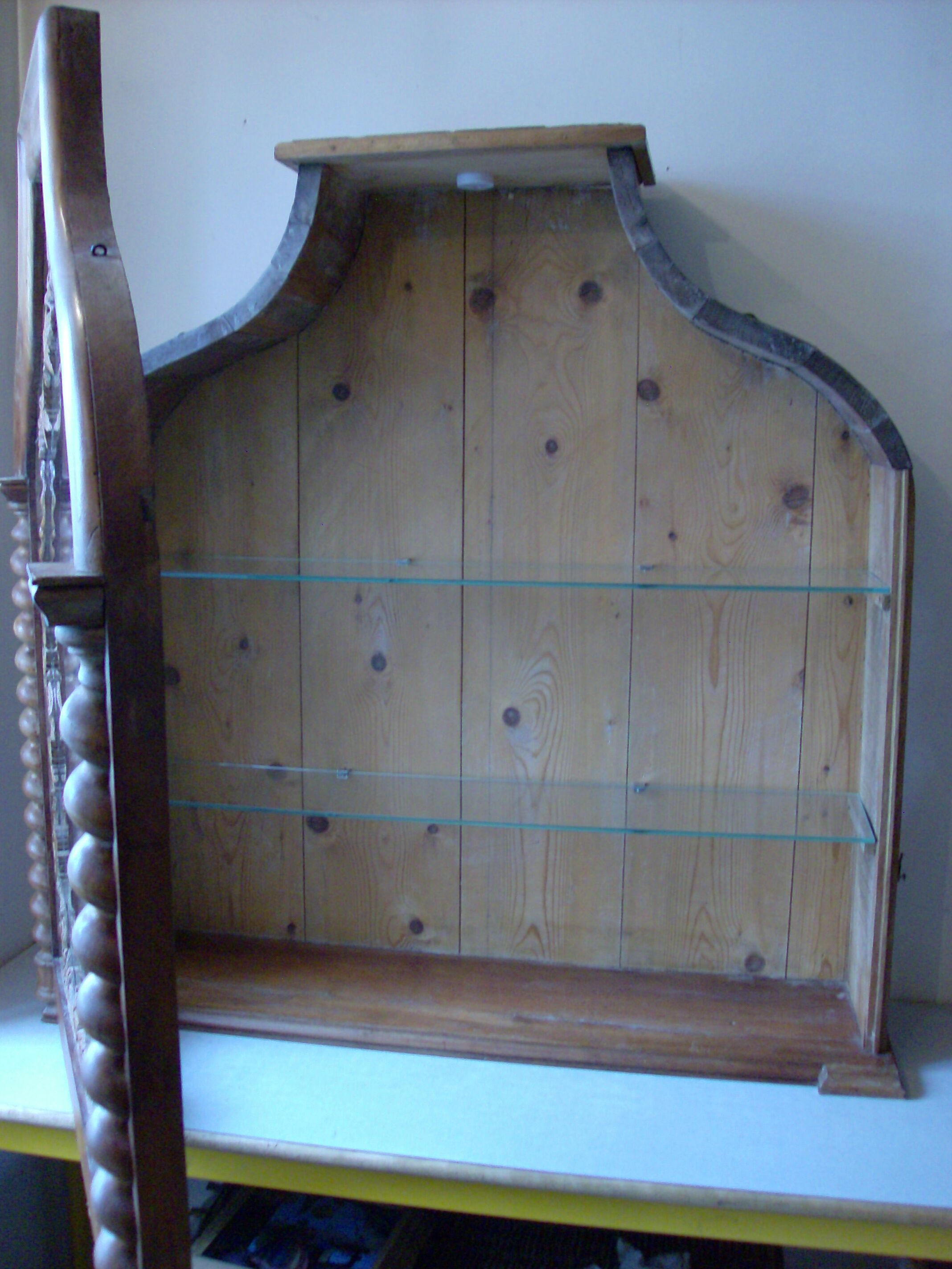 Old showcase carved wood vine leaf grape