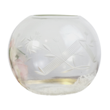 Vase boule ciselé en verre transparent