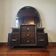 Vintage curved wooden sideboard / Art Deco wardrobe with mirror