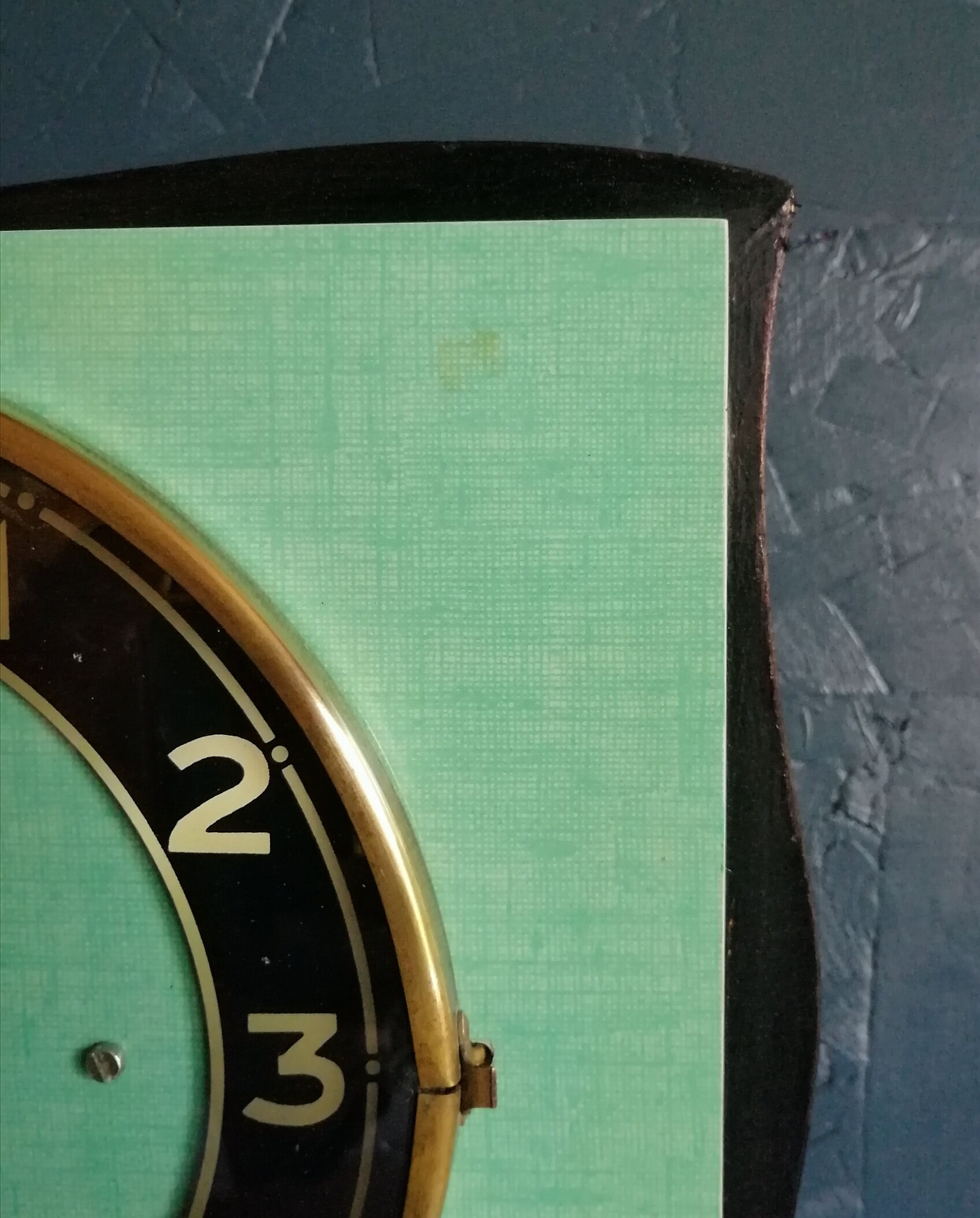 Formica vintage silent rectangular wall clock "black green"