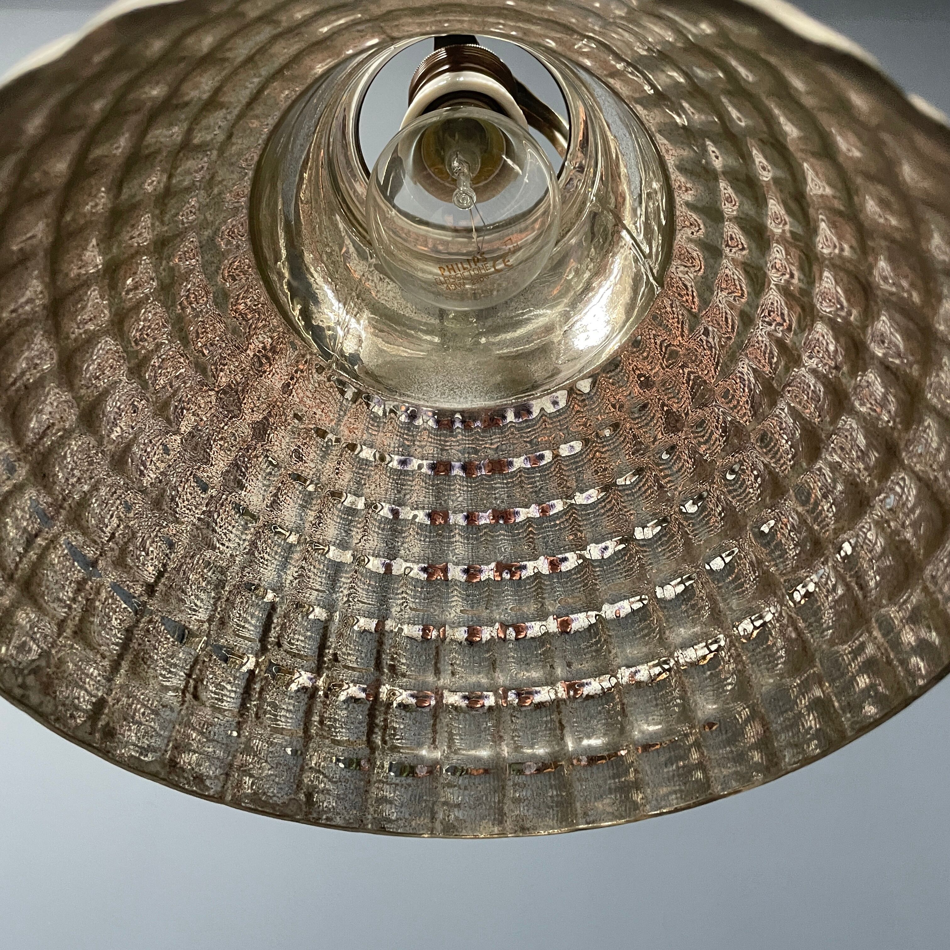 Old mercury glass hanging lamp with brass fixture