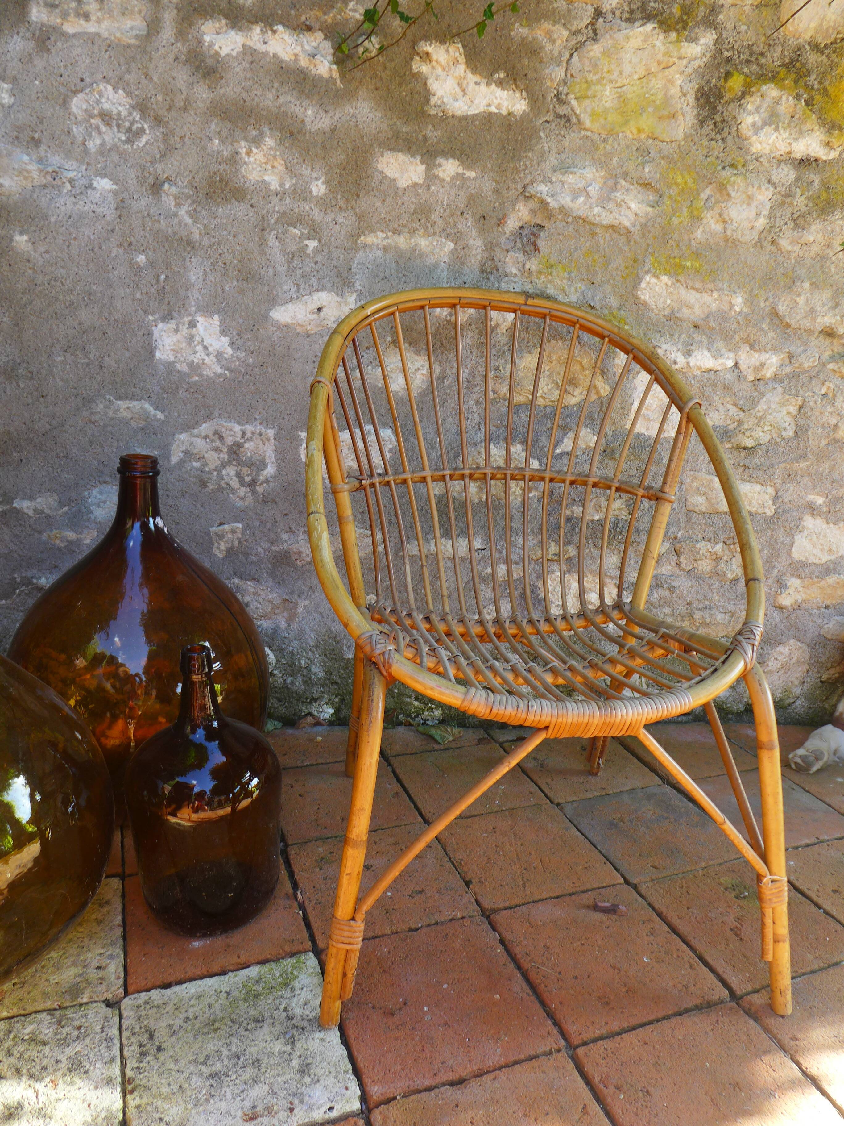 Vintage rattan armchair