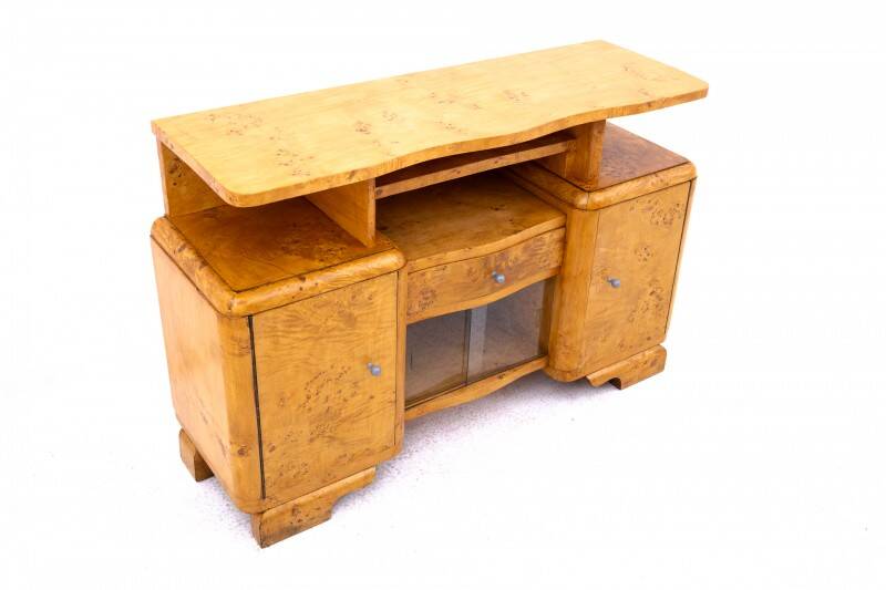 Art Deco chest of drawers, perfect for a TV, Poland, mid-20th century.