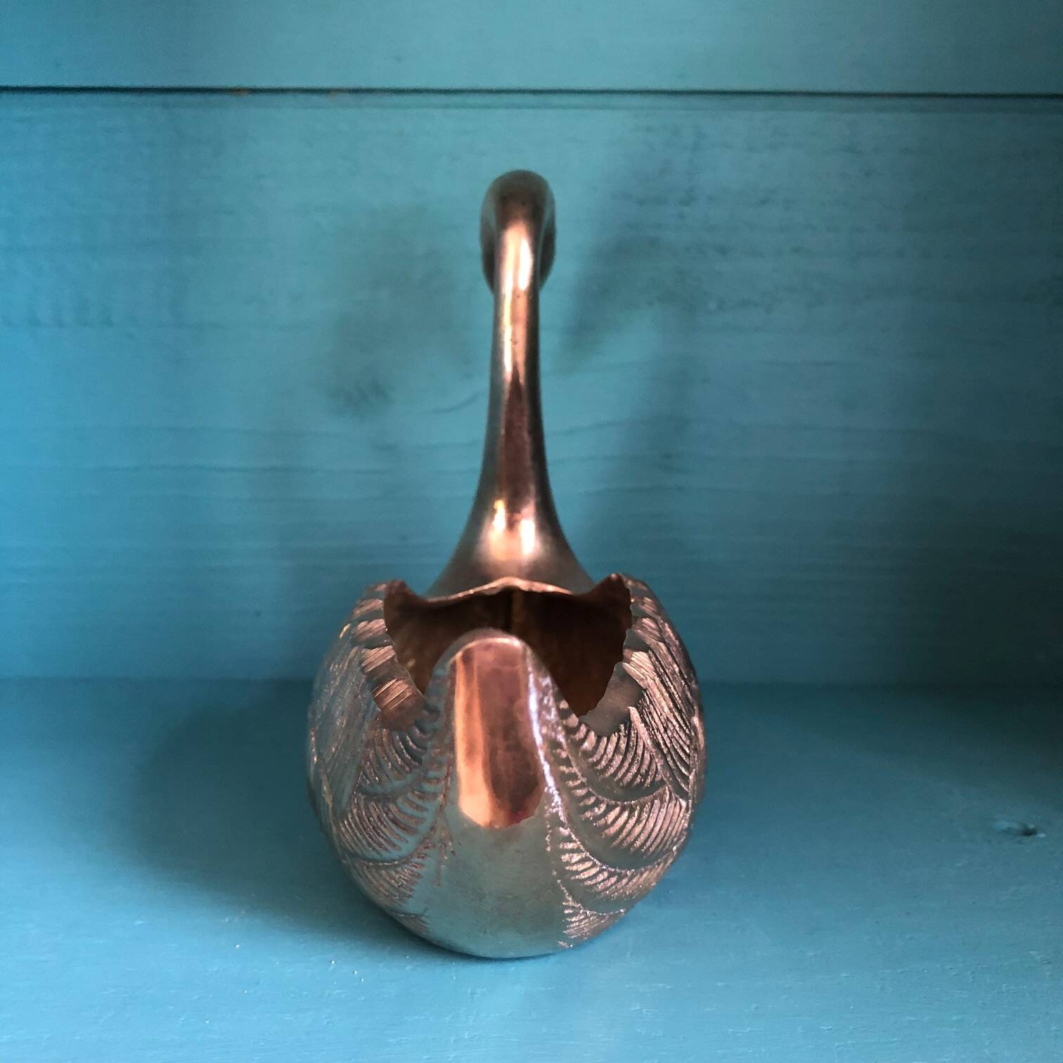 Vintage swan in golden brass