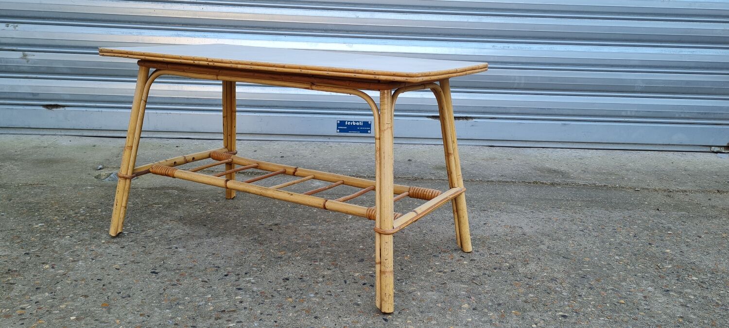 Rattan coffee table 50s