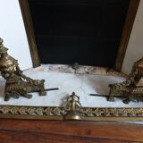 Chenêts and chimney bar in bronze nineteenth century.