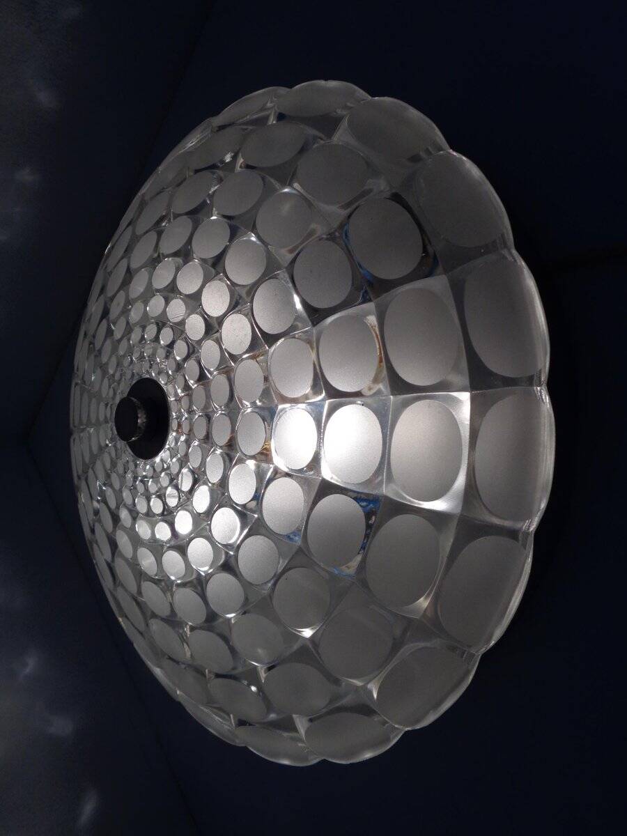 Large German Glass Ceiling Lights, Set of 2, 1960s