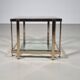Square side table with two levels in modern Regency style, veneered in 23-carat gold by Belgo Chrom.