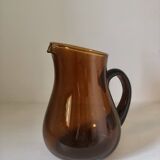 Brown glass water carafe from the 70s