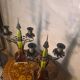 pair of antique Austrian bronze candlesticks, Art Nouveau style,