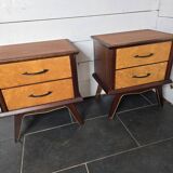 Pair of vintage teak bedside tables from the 60s