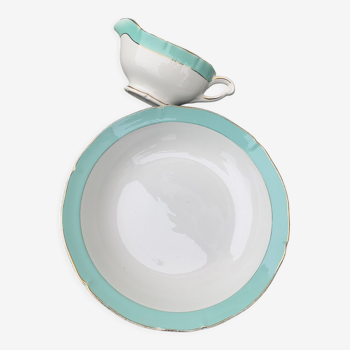 Hollow dish and saucière ceranord frsnce in semi white porcelain and vintage and collector's mint
