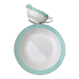 Hollow dish and saucière ceranord frsnce in semi white porcelain and vintage and collector's mint
