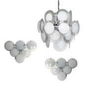 Rare Set of Two Murano Glass Sconces and One Pendant Chandelier by Gino Vistosi