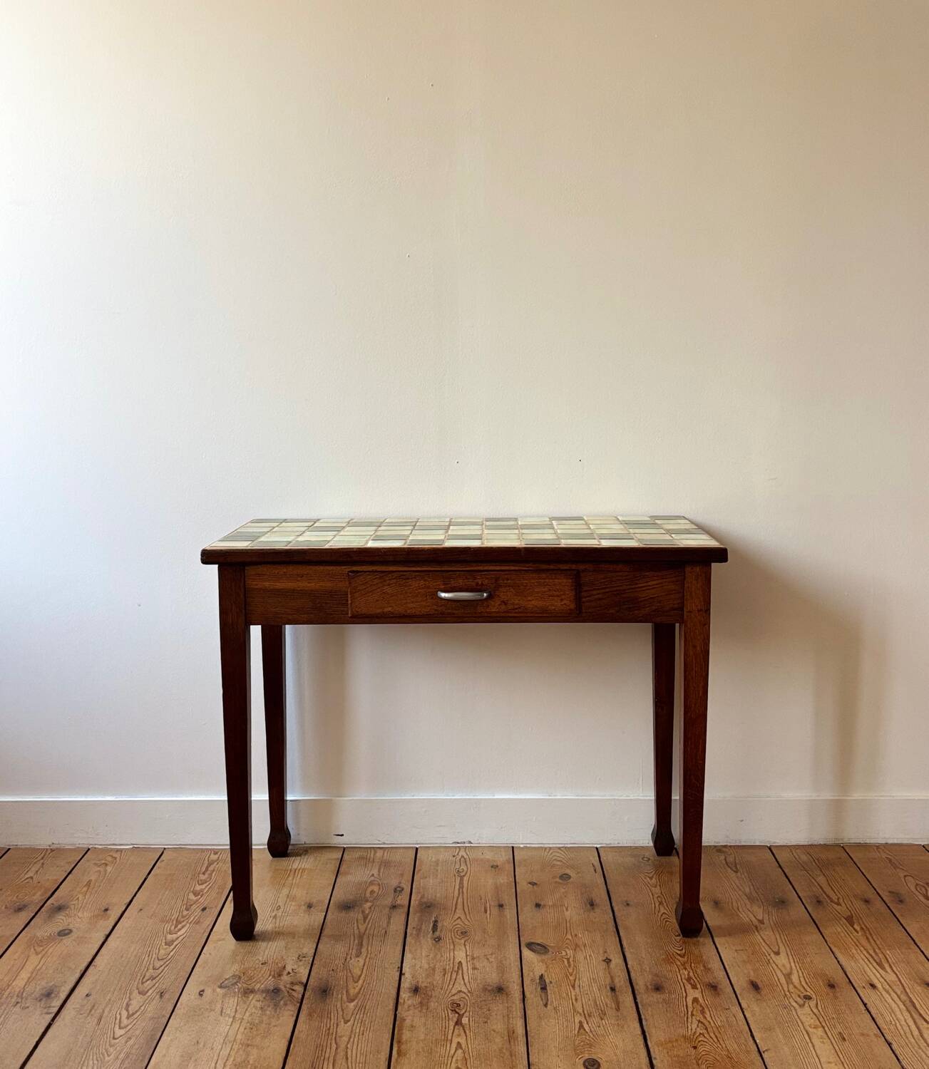Vintage wood and ceramic table