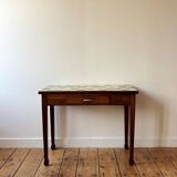 Vintage wood and ceramic table