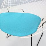 Diamond chair by Harry Bertoia in white & black metal and new blue seating