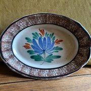 Ceramic plate, antique late 19th - early 20th century, known as "Cul-noir" from Normandy.