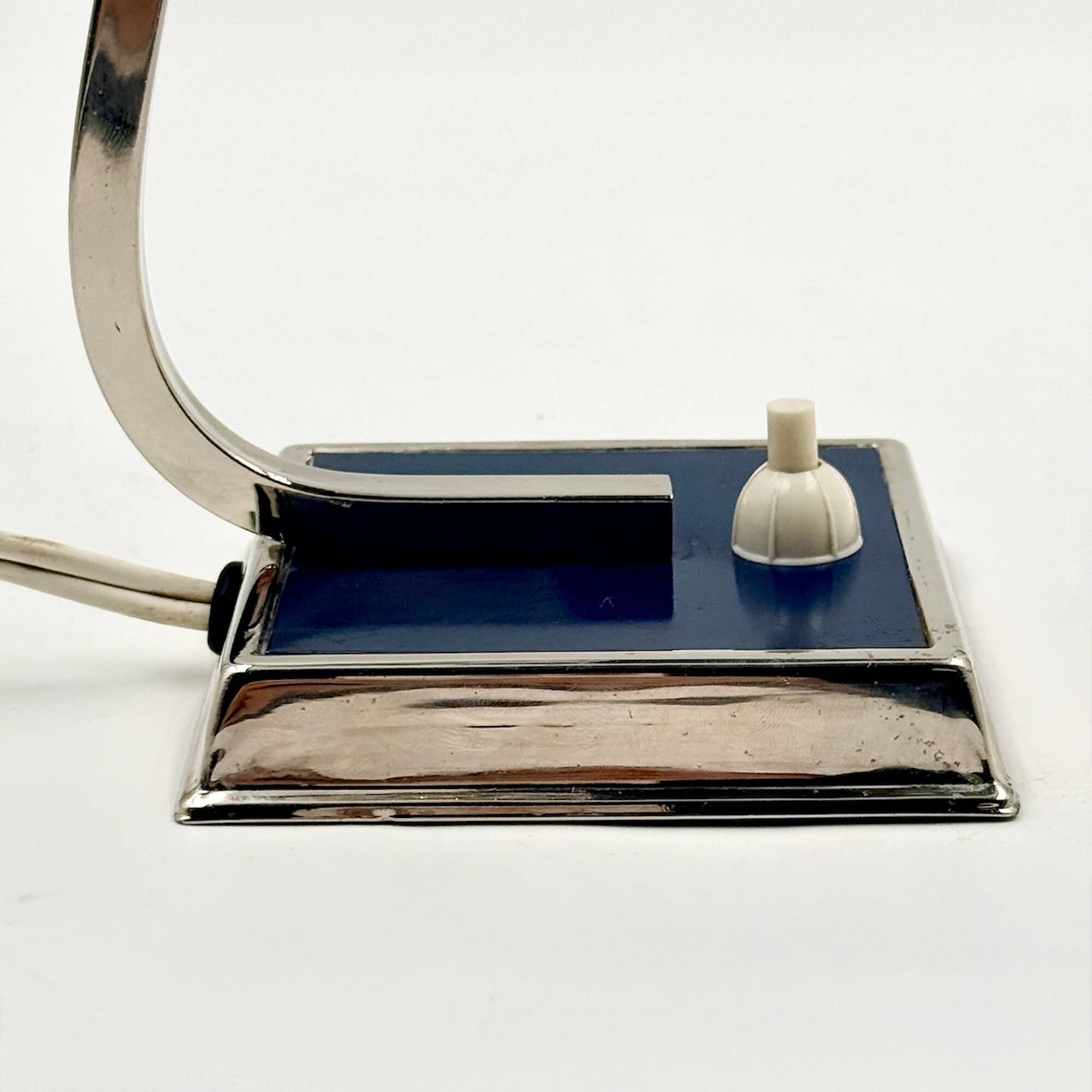 Vintage blue and chrome desk lamp from the 70s.