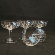 4 Antique Champagne Glasses In Engraved Crystalline