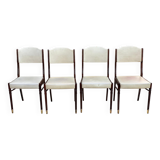 4 Scandinavian chairs in solid wood and white imitation leather