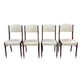 4 chaises scandinaves bois massif et skaï blanc