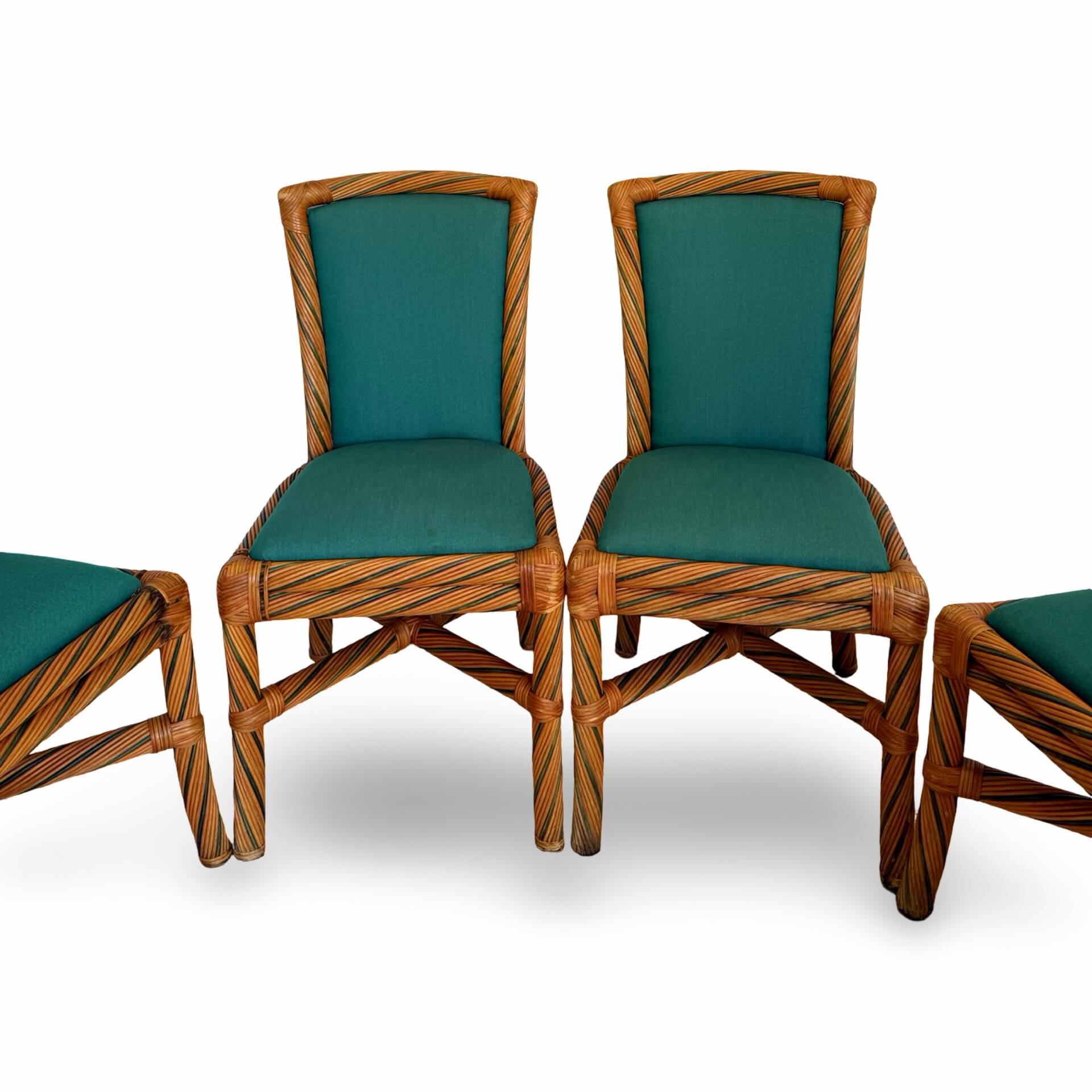 Set of six vintage bamboo and rattan dining chairs