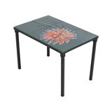 Small Ceramic Tile Table Adri Design Orange Abstract Flower 47cm