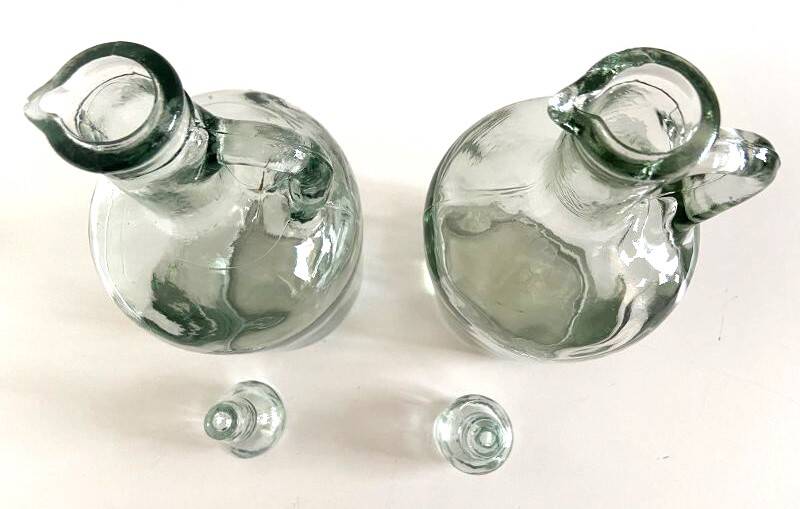 2 Vintage 70's Carafes Pourers Bottles Pitchers Olive Oil Vinegar Art