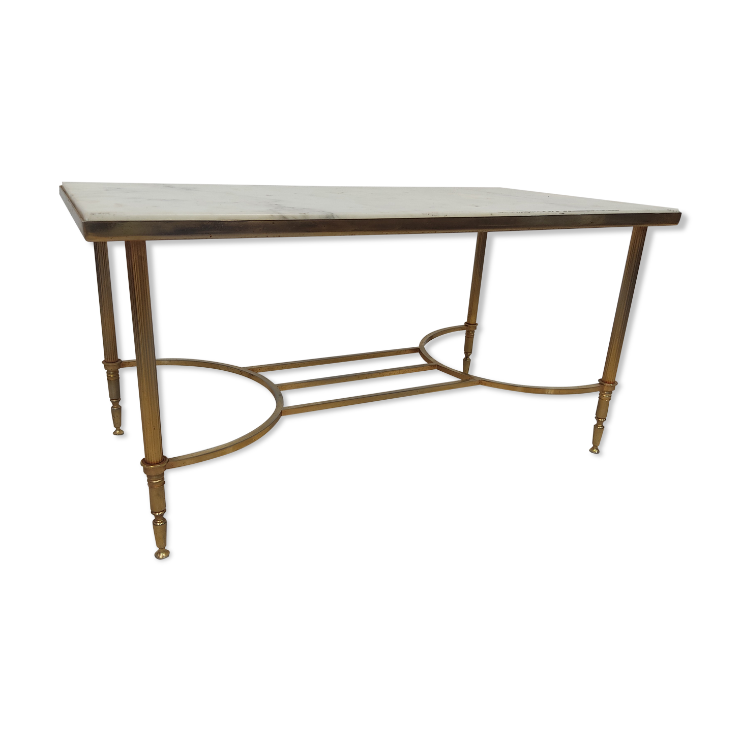 Table basse marbre blanc et métal doré