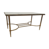 Table basse marbre blanc et métal doré