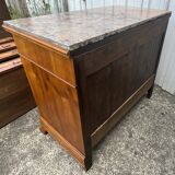 Louis-Philippe chest of drawers in cherry burl and Pyrenees marble top f