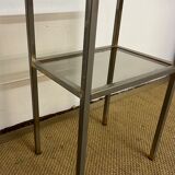 Chrome and smoked glass side table