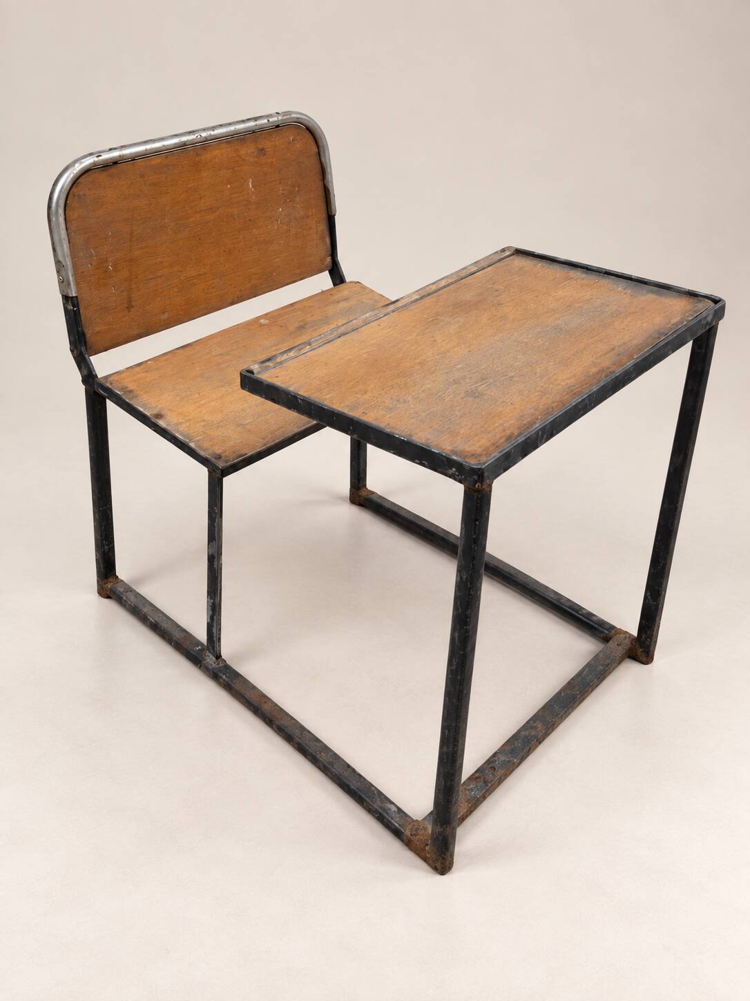 Vintage wooden and metal school desk