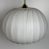 Midcentury extendable brass wall mount with cocoon and sisal shade Lars Schioler, 1960s