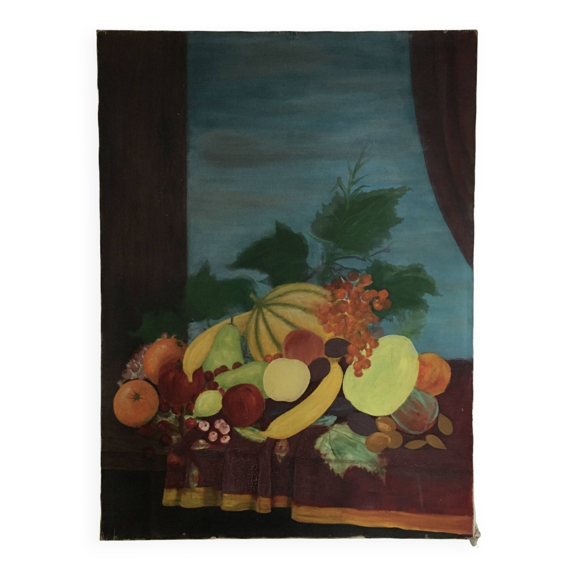 Large unfinished still life painting
