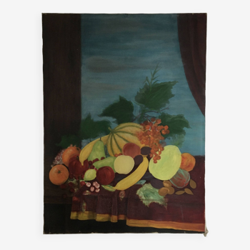 Large unfinished still life painting