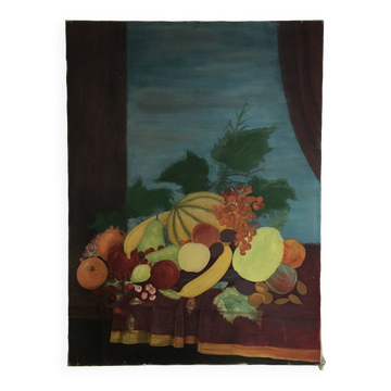 Large unfinished still life painting