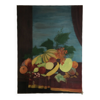 Large unfinished still life painting