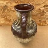 Antique west germany ceramic pitcher brown beige vintage