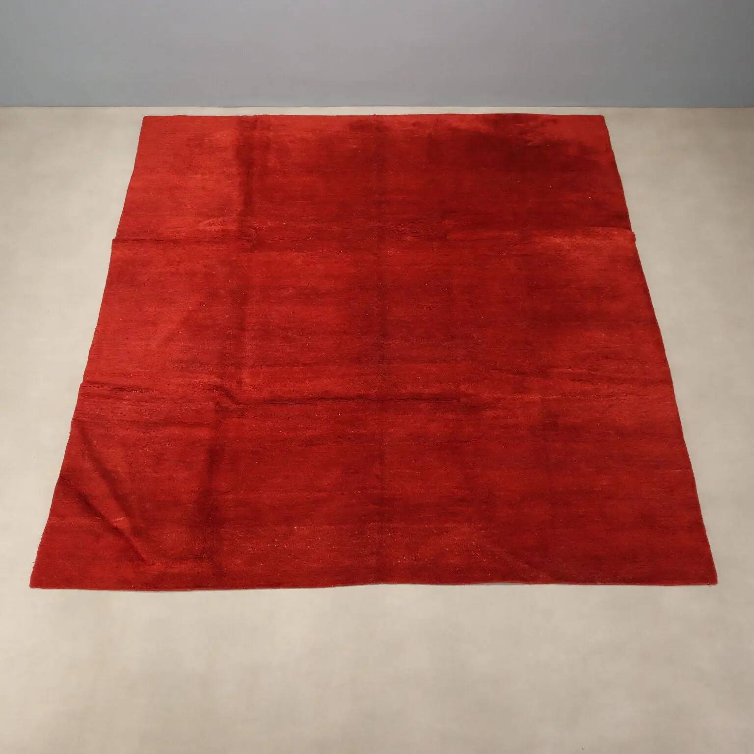 Ancient Asian wool rug, thick knotting, handmade 118 x 98 in.