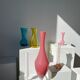 Vintage pink opaline glass vase, white foot h: 53cm