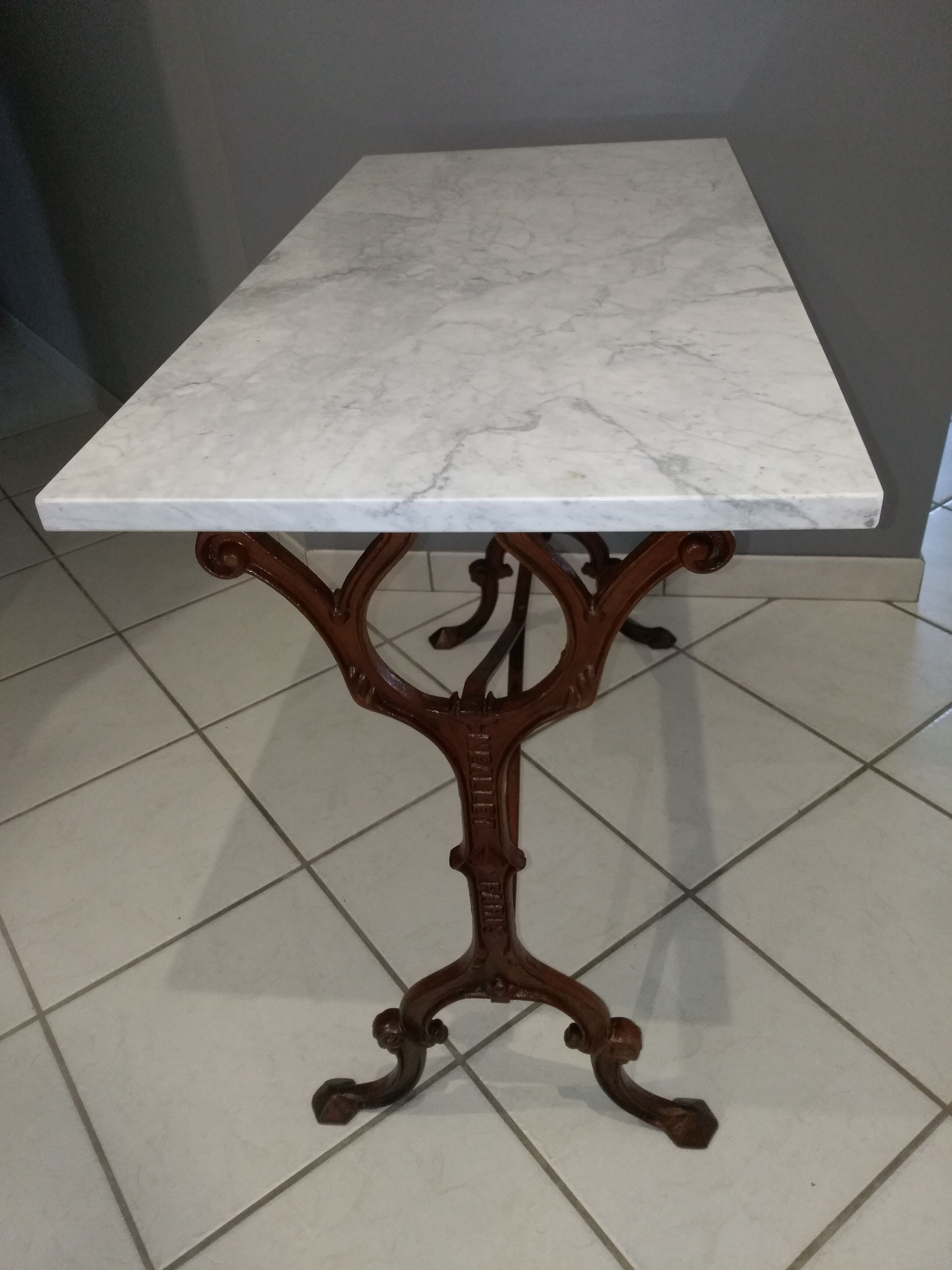 Marble bistro table Carrara 1910 Meallet Paris