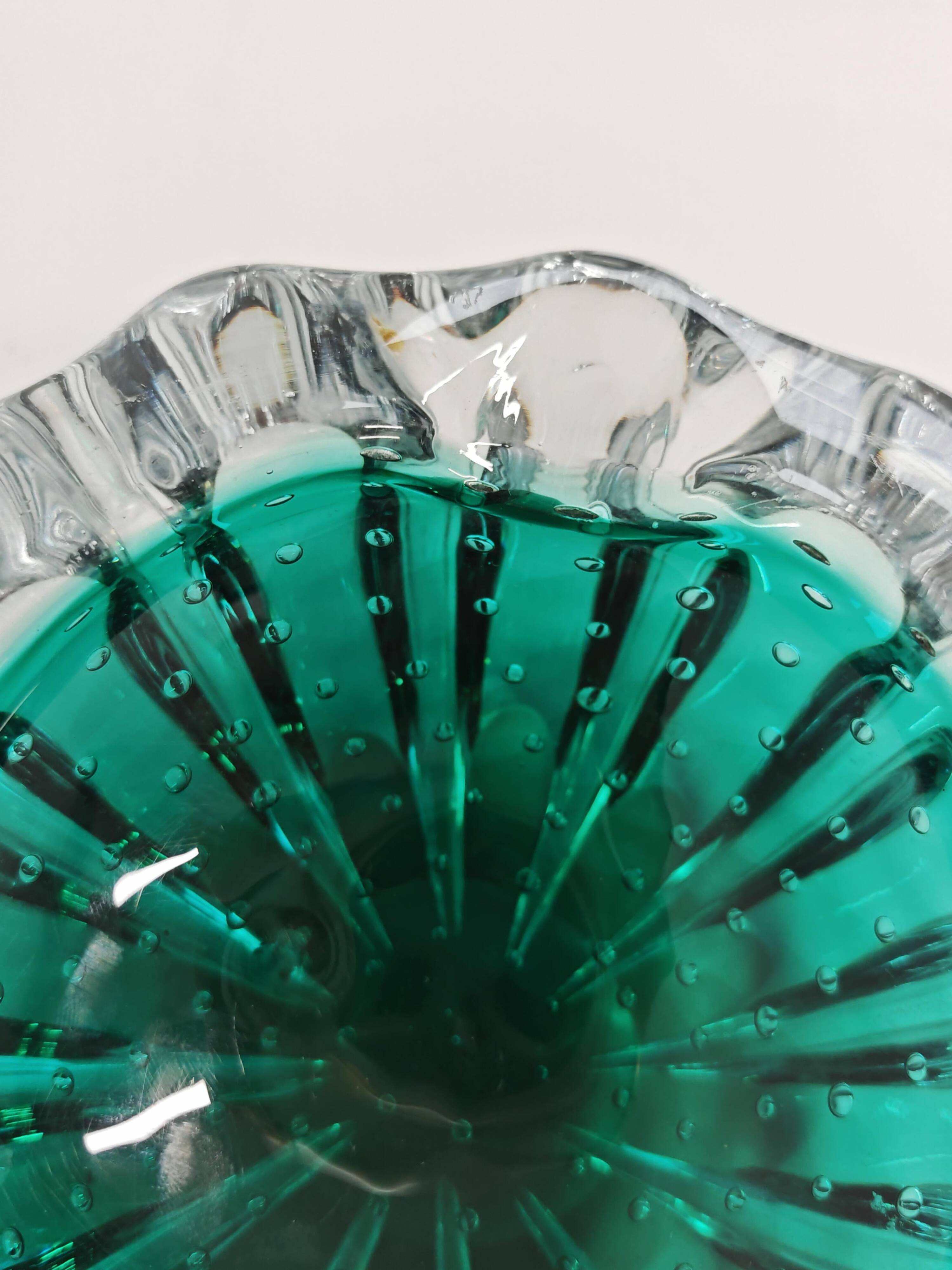 Murano glass ashtray Mid Century Modern with controlled bubbles