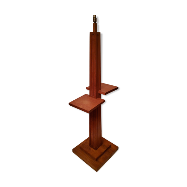 Lampadaire brutaliste en chêne des années 40/50