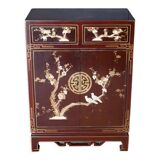 Chinese furniture XXth Red lacquer Decor of branches and birds