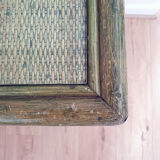 Vintage desk in bamboo and rattan, tinted green