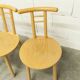 Set of 3 minimalist chairs in light wood 1980 Italy